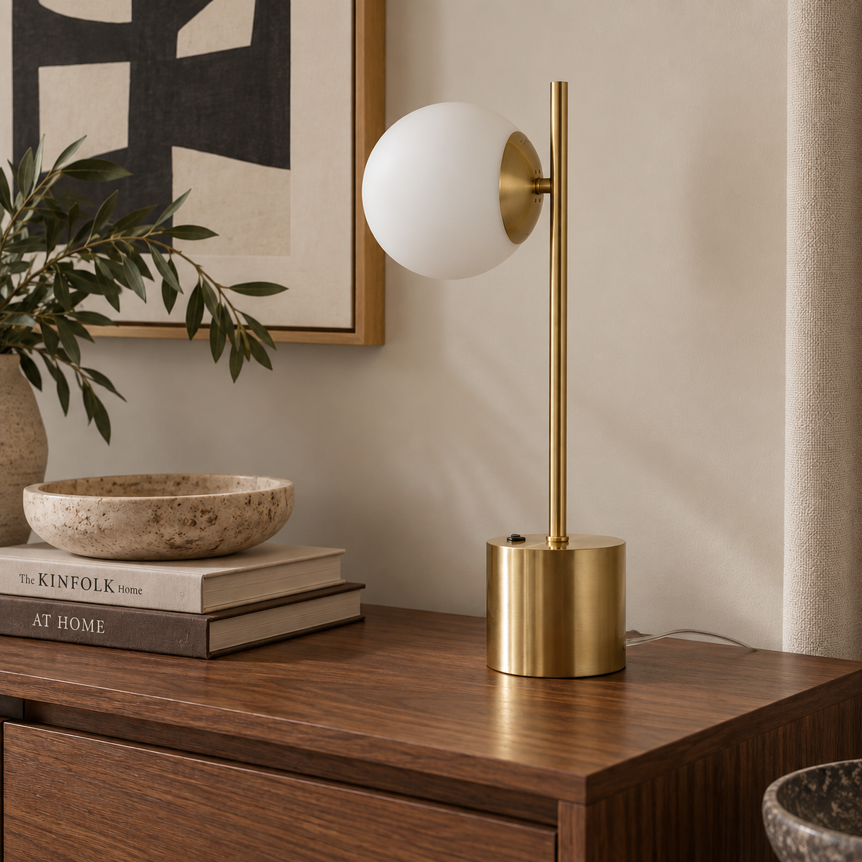 Celeste Brass Globe Table Lamp