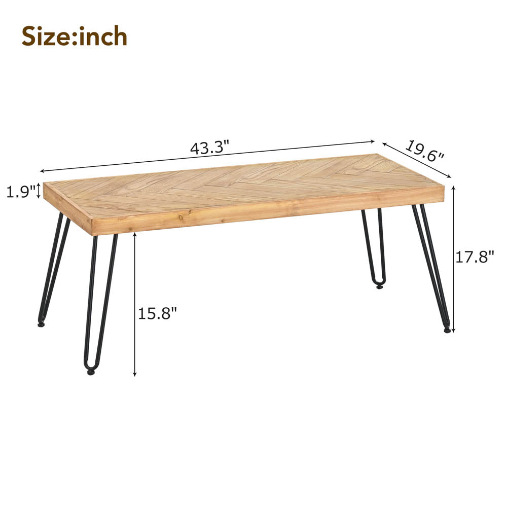 Chevron Ash Wood Rectangular Coffee Table