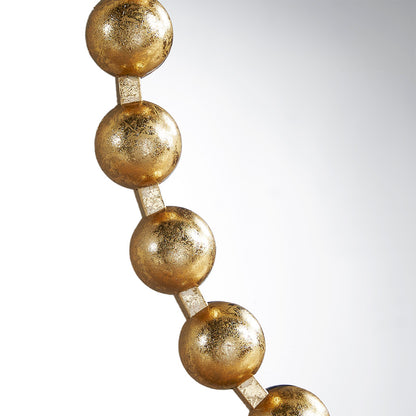 Gold Beaded Round Wall Mirror – 36” Decorative Accent Mirror