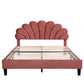 Pearl Velvet Upholstered Platform Queen Bed, Terracotta Red