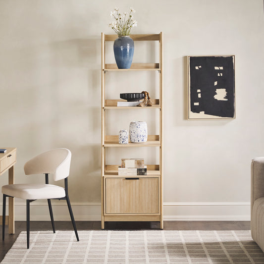 Transitional Narrow Bookshelf, Oak