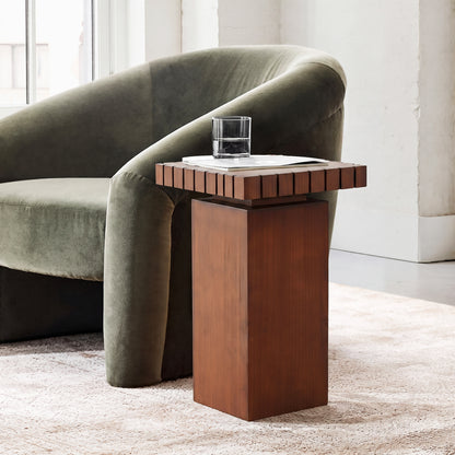 Alden Notched-Edge End Table, Walnut