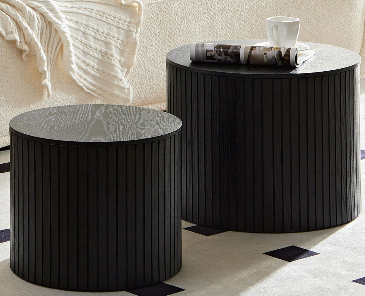 Nested Coffee Table Set of 2, Black