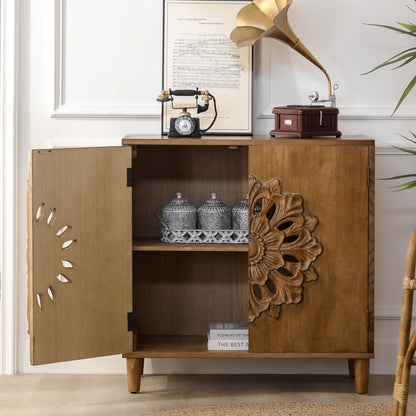 Maris Hand-Carved Rosette Wood Cabinet