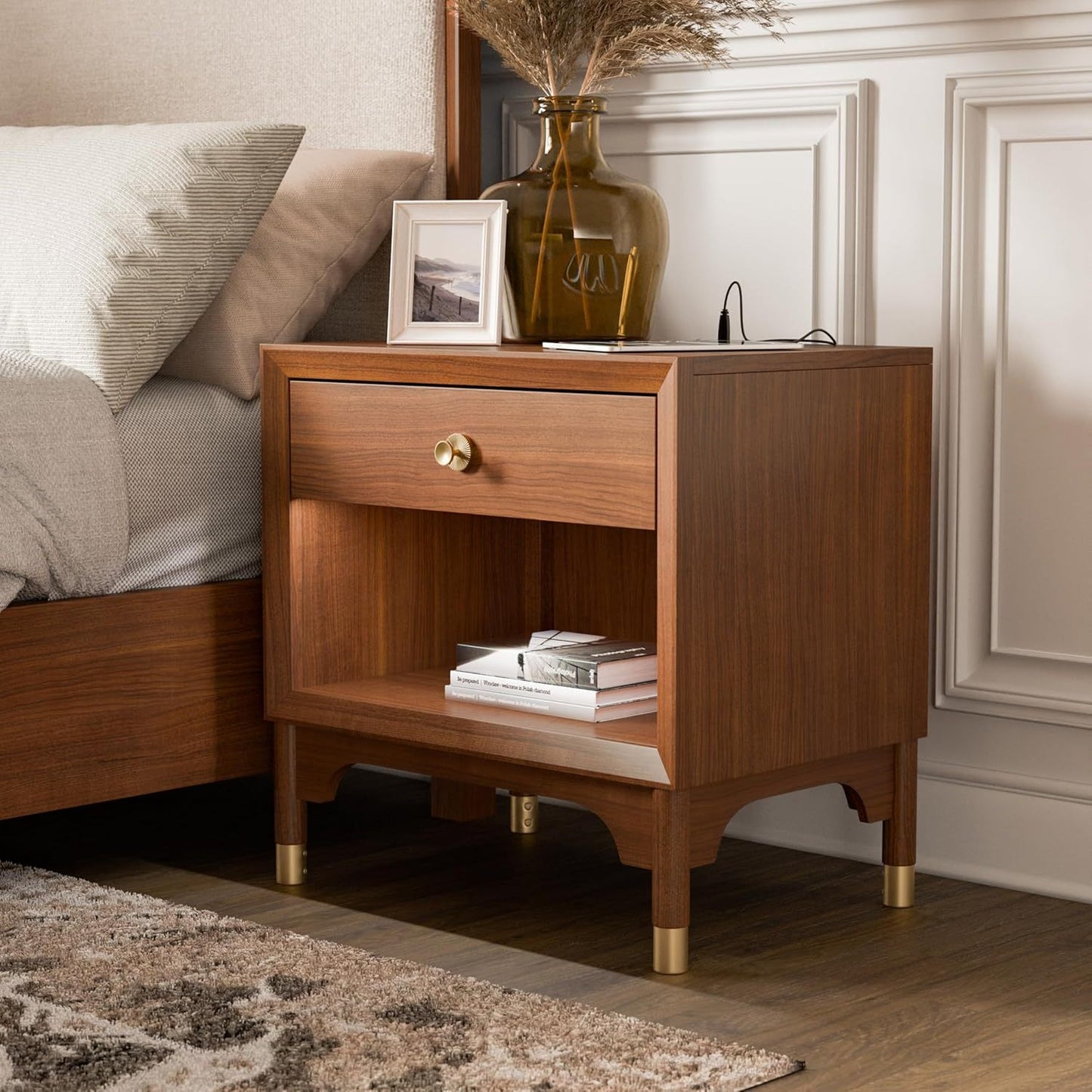 Bennett Mid-Century Nightstand, Walnut