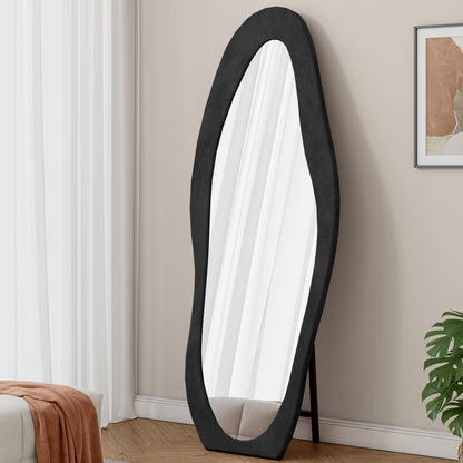The Avalon Irregular Full-Length Mirror – 63” x 24” Black Flannel Frame