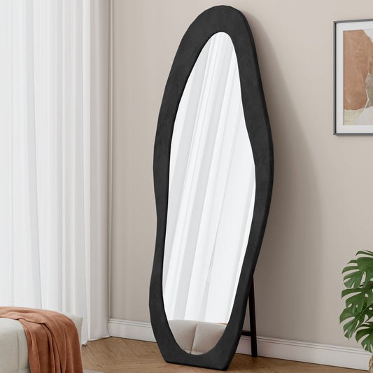 The Avalon Irregular Full-Length Mirror – 63” x 24” Black Flannel Frame