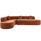 122” Modern Curved 4-Seat Sectional With Accent Pillows, Burnt Orange