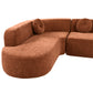 122” Modern Curved 4-Seat Sectional With Accent Pillows, Burnt Orange