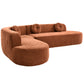 122” Modern Curved 4-Seat Sectional With Accent Pillows, Burnt Orange