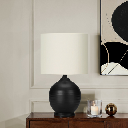 Aldren Textured Ceramic Table Lamp with Linen Shade