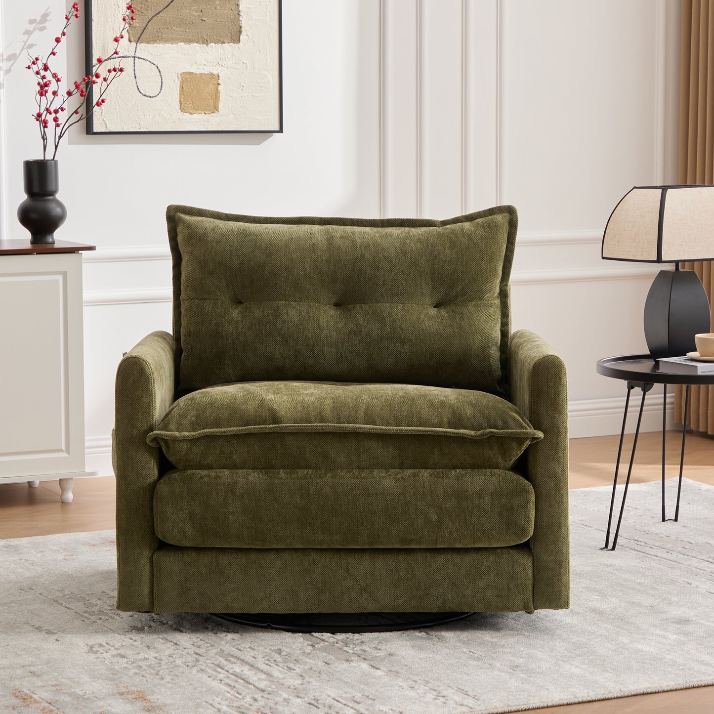 Asher Chenille Swivel Lounge Chair