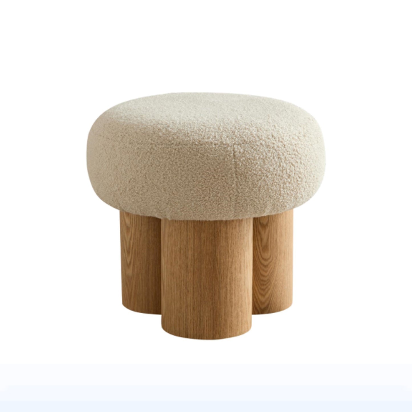 Mushroom Sculptural Bouclé Accent Stool, Beige