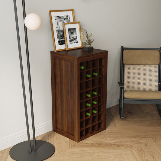 Harlan 32-Bottle Walnut Wine Storage Cabinet