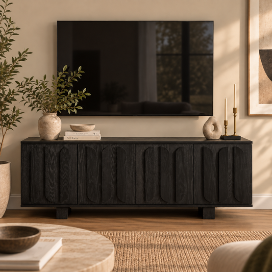 Dorian Carved Black Media Console