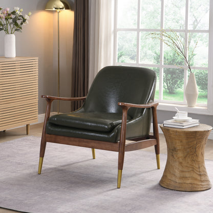 Kova Mid-Century Faux Leather Accent Chair