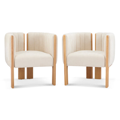 Ori Set of 2 Bouclé Dining Chair, Beige