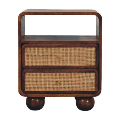 Siena Cane 2-Drawer Nightstand, Chestnut