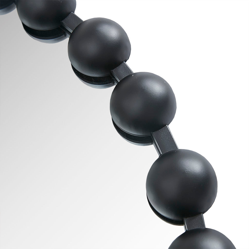 Black Beaded Round Wall Mirror – 36” Decorative Accent Mirror