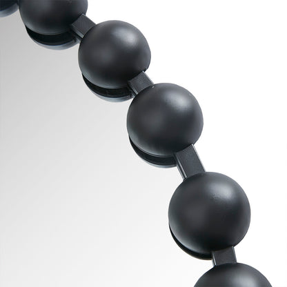 Black Beaded Round Wall Mirror – 36” Decorative Accent Mirror