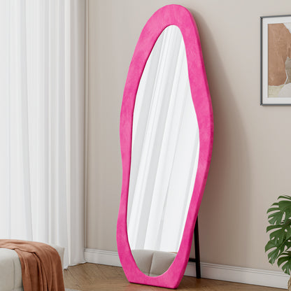 The Avalon Irregular Full-Length Mirror – 63” x 24” Pink Flannel Frame