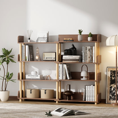 Lina 4-Tier Rotating Walnut Bookcase