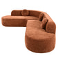 122” Modern Curved 4-Seat Sectional With Accent Pillows, Burnt Orange