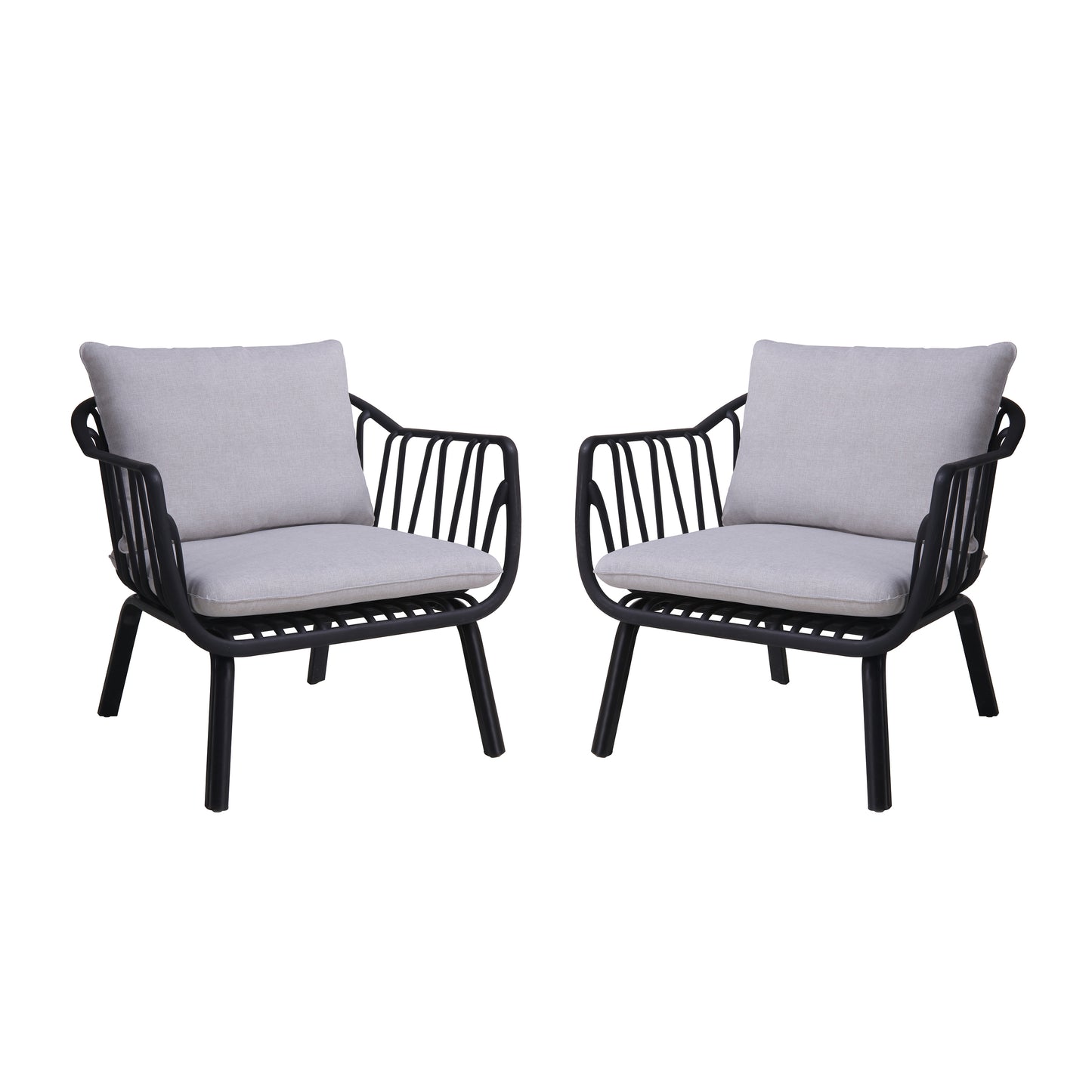 Huron Outdoor Lounge Chair Set of 2, Black
