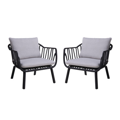 Huron Outdoor Lounge Chair Set of 2, Black