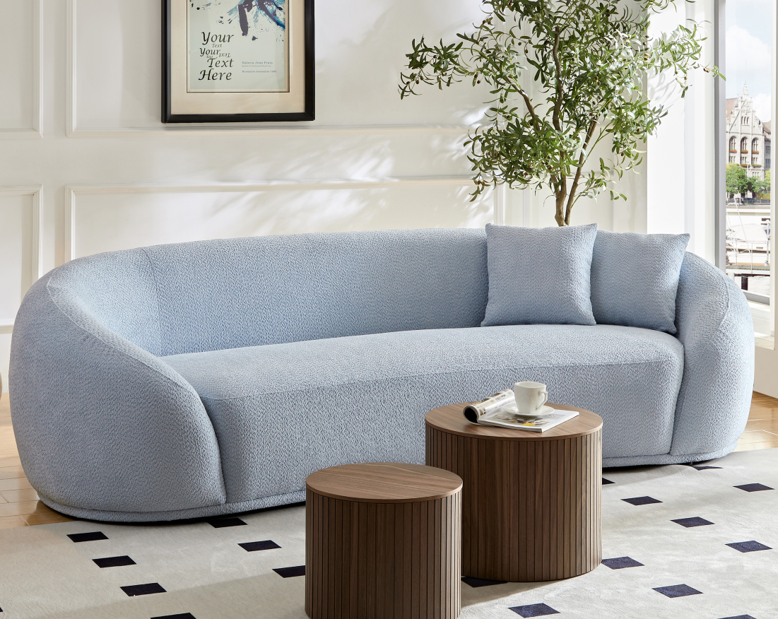 Half Moon Curved Sofa, Sky Blue