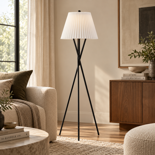 Elara Pleated Tripod Floor Lamp