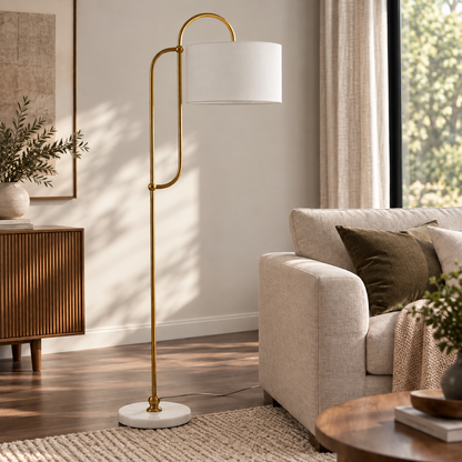Elodie Marble & Brass Floor Lamp