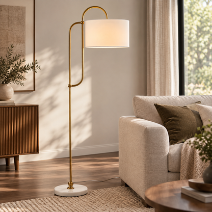 Elodie Marble & Brass Floor Lamp