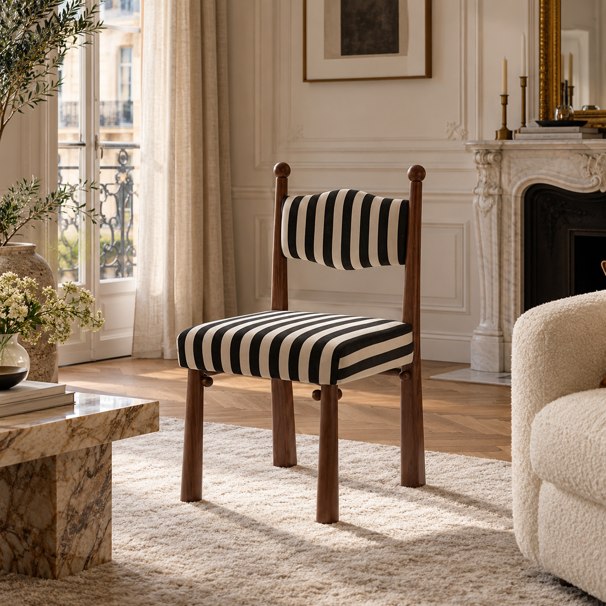 Elodie Striped Upholstered Dining Chairs, Set of 2