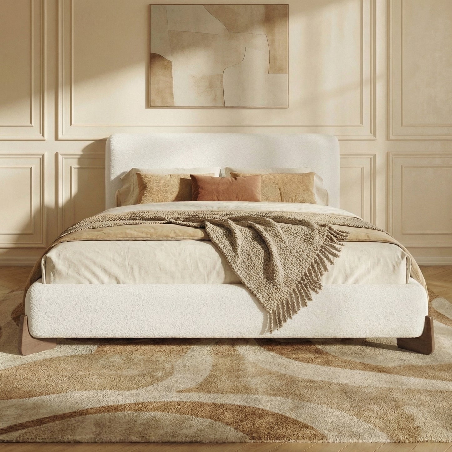 Elowen Bouclé Upholstered Bed, Queen