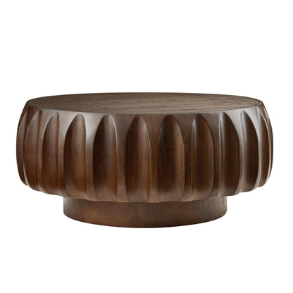 Elio Sculptural Round Coffee Table, Walnut