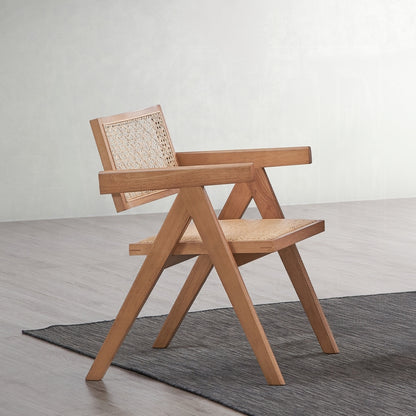 Ainsley Rattan & Wood Dining Arm Chairs, Set of 2