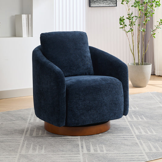 30.3"W Swivel Accent Barrel Chair, Navy