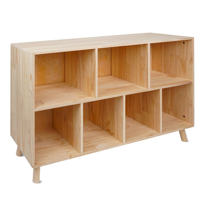 Elwood Solid Pine Wood Cube Bookcase, Natural