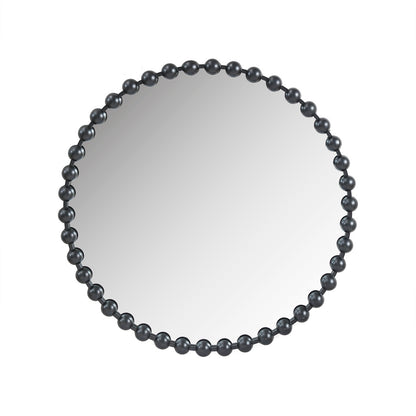 Black Beaded Round Wall Mirror – 36” Decorative Accent Mirror