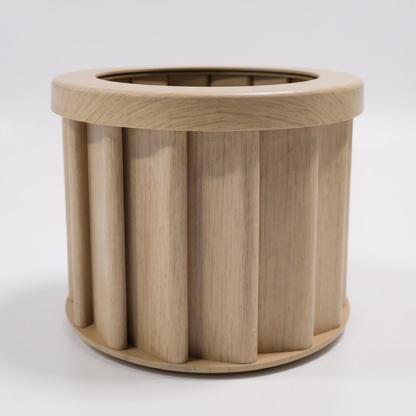 Round Strata Aluminum Planter, Beige