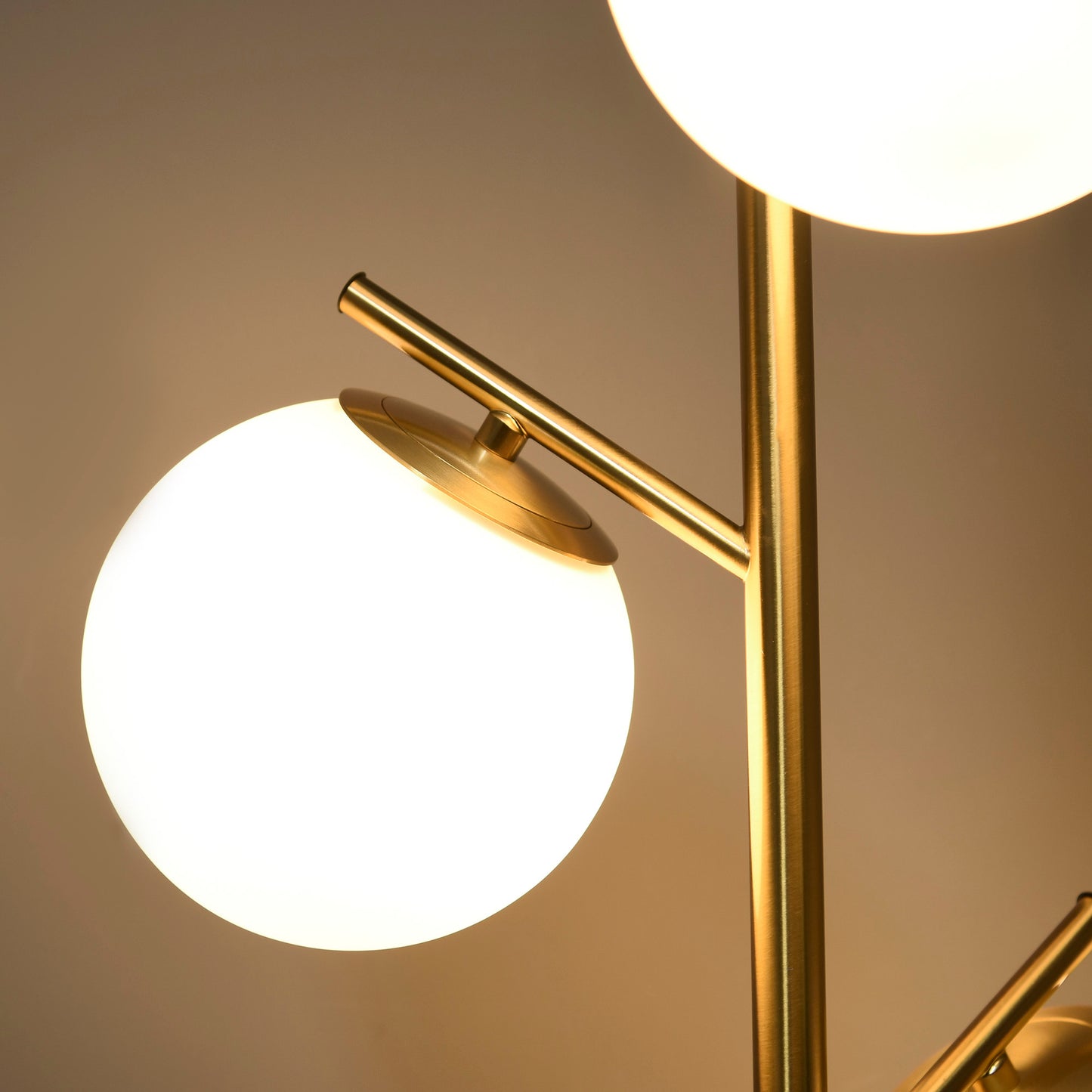 Nova Gold Floor Lamp with Three Frosted Glass Globe Shades