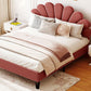 Pearl Velvet Upholstered Platform Queen Bed, Terracotta Red