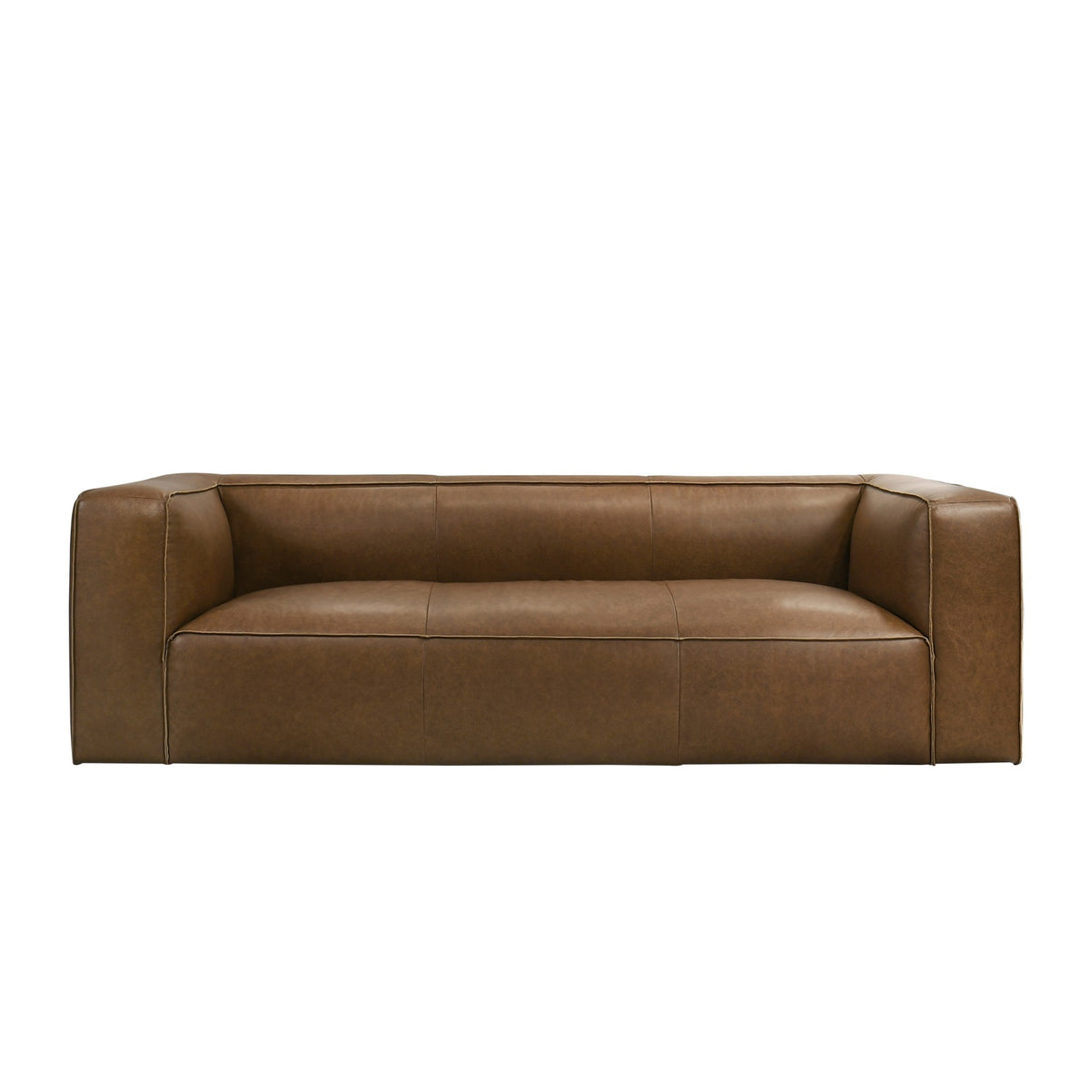Colton Low-Profile Leather Sofa, Saddle Tan