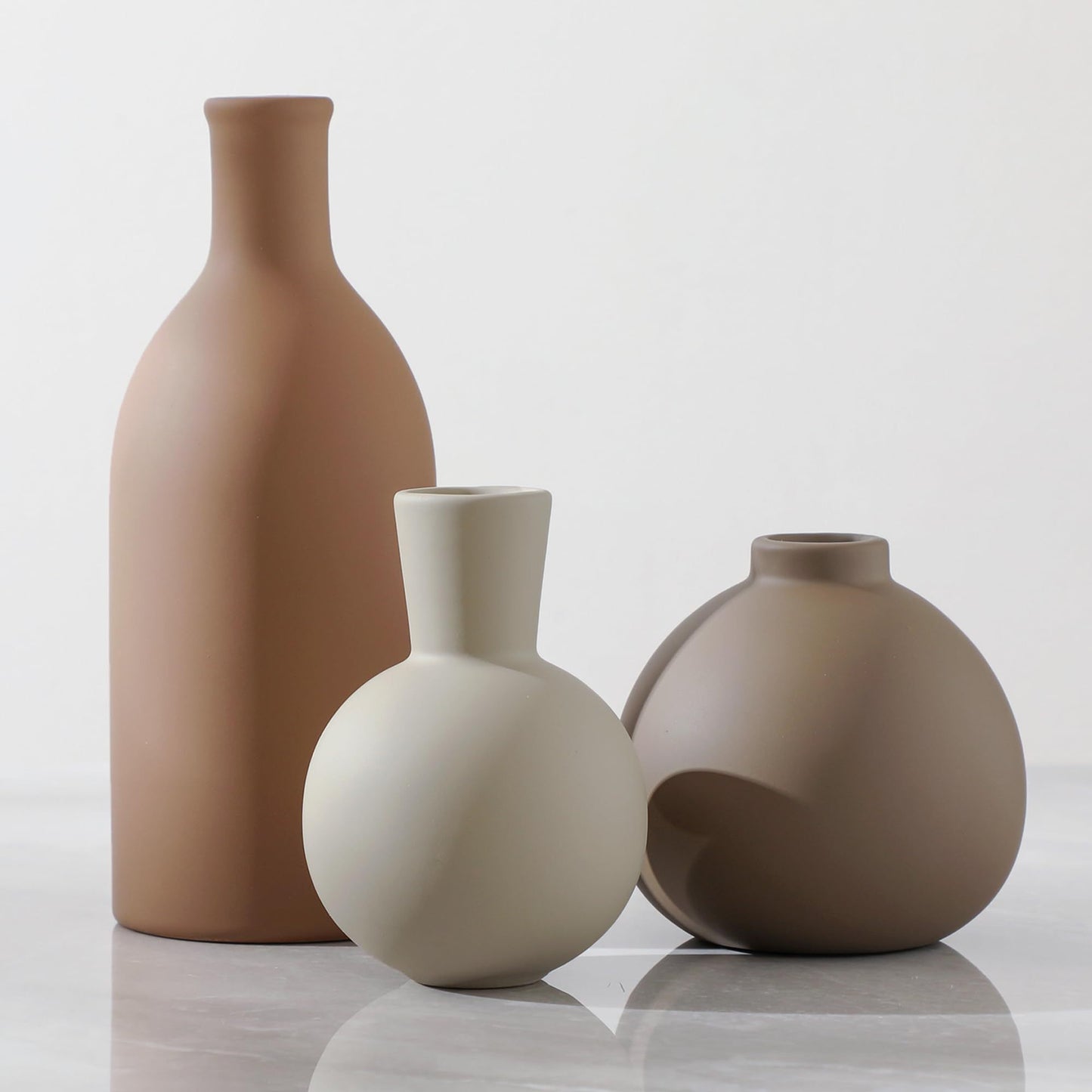 Soren Matter Ceramic Vase, Set of 3, Neutral