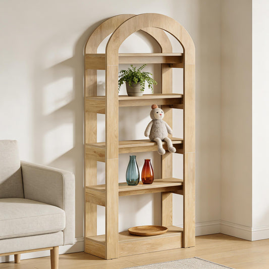 Sutton Double-Arch Wood Display Bookshelf