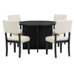 Modern 5-Piece Round Dining Table Set, Black