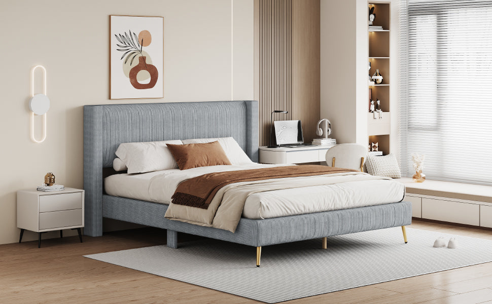 Cory Queen Platform Bed, Gray