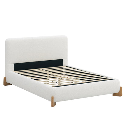 Boucle Platform Full Bed, White