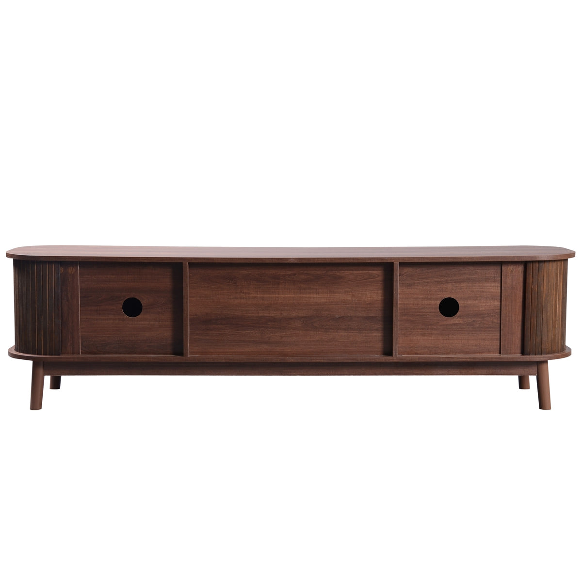 Milo Fluted Rattan Media Credenza, Walnut Brown
